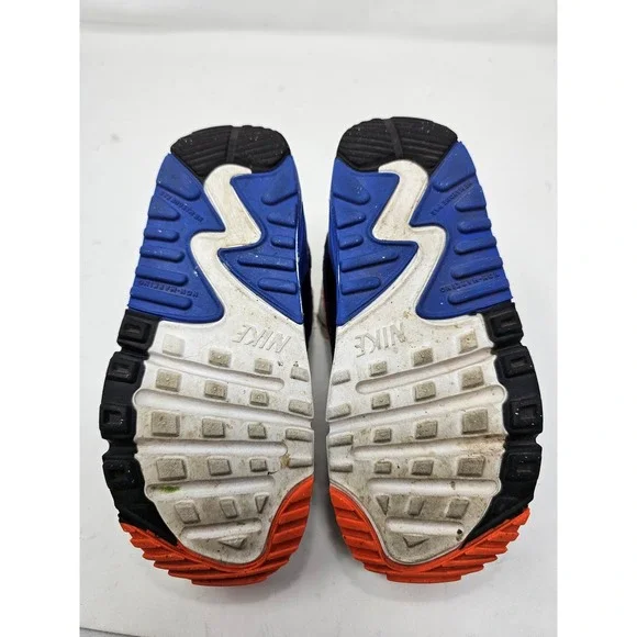 Nike Air Max 90‎ Toddler Shoes White Orange Blue Leather Sneakers Size 10C - Picture 6 of 8